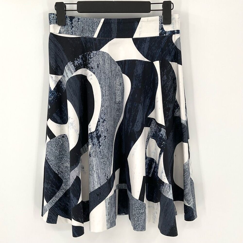 Amanda & Chelsea Abstract Print Flare Skirt Knee length Women‎ Size 4 Blue White
